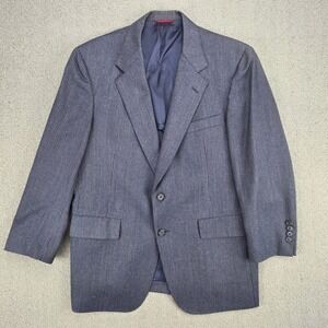 Hart Schaffner & Marx Pinstripe Blazer Men Blue Wool Two Button Jacket 39R